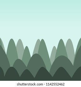 the mountains in outlines  On a green background Presented in vector format