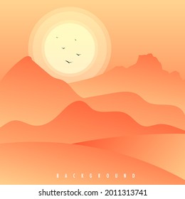 Mountains Overlap At Sunset , Illustration Vector EPS 10