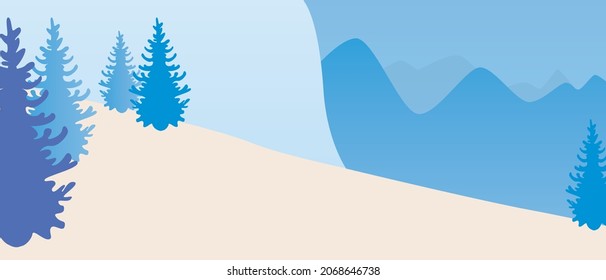Mountains for overlay, copy space template. Flat vector stock illustration. Winter template. Mountain nature. Copy space landscape. Cold weather in winter. Overlay illustration