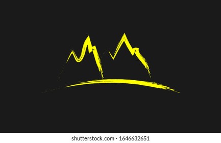 Mountains painted reflection Hand drawn illustration. vector illustation.