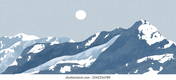 Mountains painting illustrations. Abstract contemporary aesthetic backgrounds landscapes. use for print art, poster, cover, banner