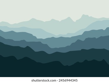 Mountains panorama for background. Vector illustration in flat style.