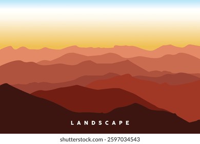 Mountains panorama. Forest mountain range landscape vector illustration