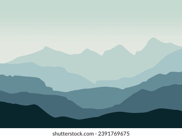 Mountains panorama. Vector landscape illustration.