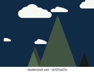 Mountains Panorame Abstract Random Placed Generative Art background illustration