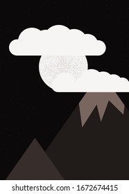 Mountains Panorame Abstract Random Placed Generative Art background illustration