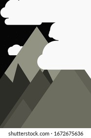 Mountains Panorame Abstract Random Placed Generative Art background illustration
