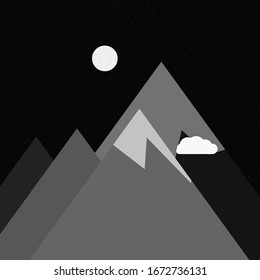 Mountains Panorame Abstract Random Placed Generative Art background illustration