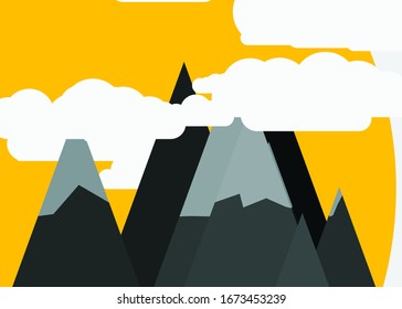 Mountains Panorame Abstract Random Placed Generative Art background illustration