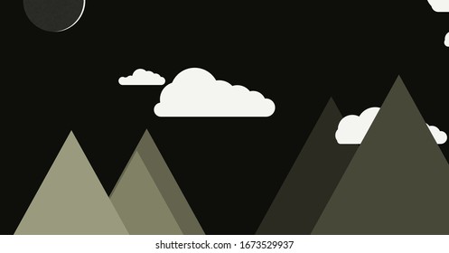 Montañas Panorama con ilustración de fondo de arte generativo colocado al azar lunar
