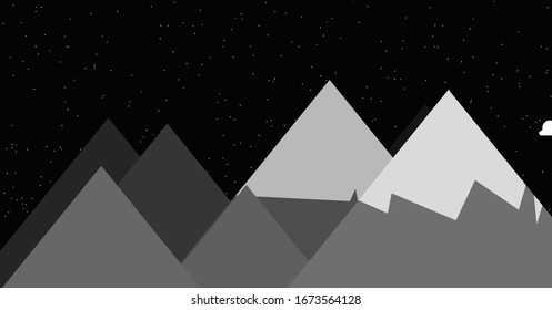 Montañas Panorama con ilustración de fondo de arte generativo colocado al azar lunar