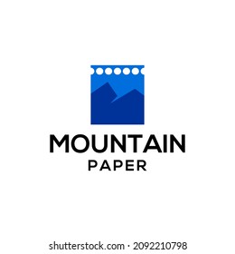 The mountains and paper background. Vector logo design. Business concept icon.