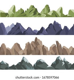 mountains pattern. Rock hills volcano climbing concept horizontal seamless landscape 2D games vector nature outdoors