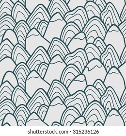 Mountains pattern. Vector seamless pattern with hills and peaks.