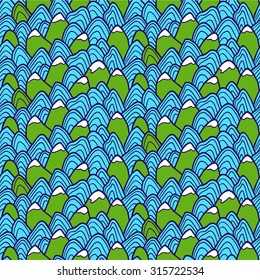 Mountains pattern. Vector seamless pattern with hills and peaks.