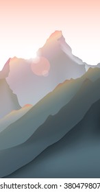 Mountains peak and beautiful sunrise