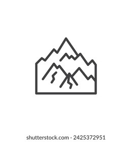 Icono de la línea de pico de las montañas. signo de estilo lineal para concepto móvil y diseño web. Icono de vector de contorno de montañas. Símbolo, ilustración del logotipo. Gráficos vectoriales