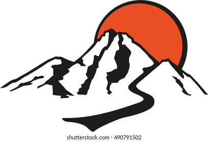Mountains peak retro style