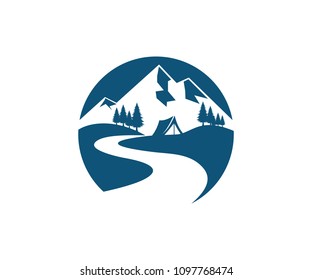 mountains peak vector icon logo design template