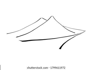 mountains peak vector logo landscape outline illustration