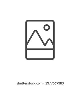 Mountains, photo vector icon. Multimedia minimalist outline vector icon.