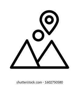 mountains pin vector thin line icon 