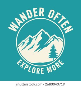 Mountains and Pine Tree Emblem nature adventure