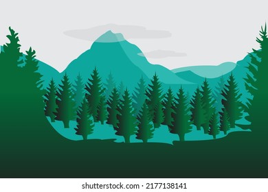 mountains and pine trees background
