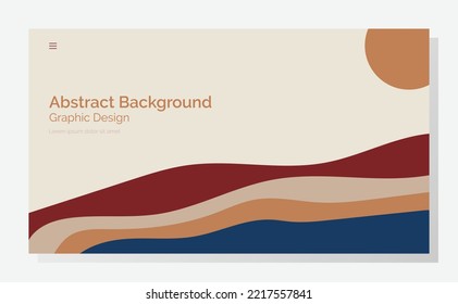 Mountains in poster design. Landscape background in banner style. Geometric template with wavy shape. Abstract vector art.