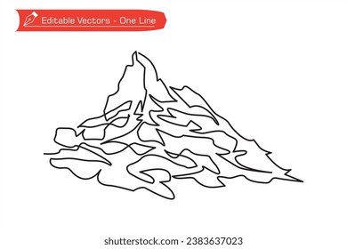 Montañas Iconos Premium. Se puede ver una línea continua de Matterhorn desde la estación cumbre de Rothorn. Alpes suizos, Valais, Suiza. Ilustración vectorial de los Alpes suizos de Matterhorn. Montaña de altura
