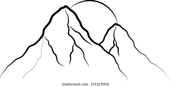 The mountains. Printing design. Illustration, simple style