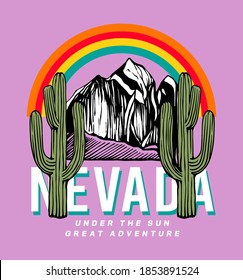 mountains and rainbow illustration print design