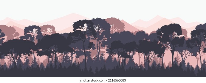 Berge, Regenwälder, Morgengrauen oder Sonnenuntergang in den Bergen.