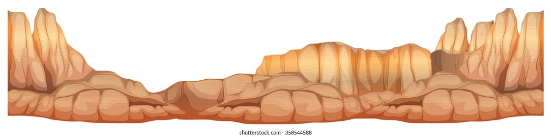 Mountains range in the canyon illustration
