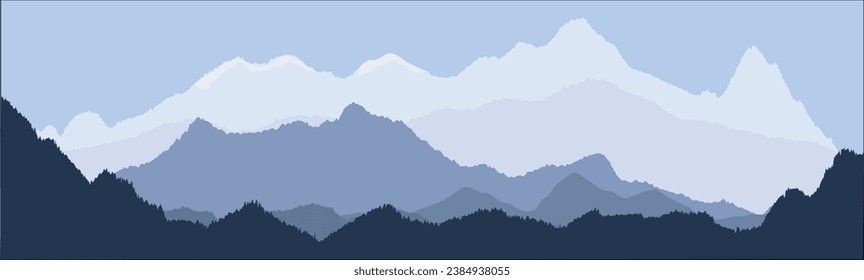 Mountains range - Dark blue mountains vector illustration