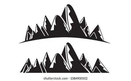 mountains range silhouette on white background