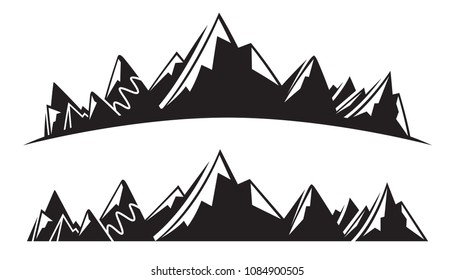 mountains range silhouette on white background