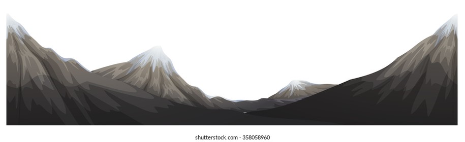 Mountains range with snow on top illustration