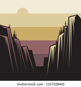 Mountains ranges ladscape, vector illustration