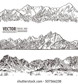 Mountains ranges. Set. Vector panorama.