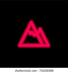 Mountains red glowing neon ui ux icon. Glowing sign logo vector