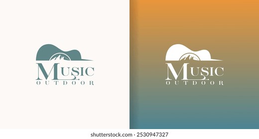 Montanhas retro Guitar Music logo design