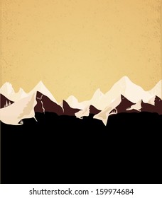 Mountains retro vector background