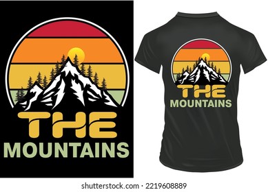 The mountains retro vintage t-shirt design, Outdoor mountain t-shirt design.