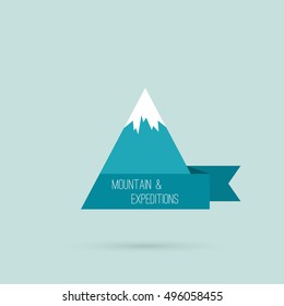 Mountains with ribbon for text and traffic schemes. 