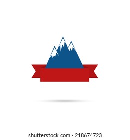 Mountains with ribbon for your text. 