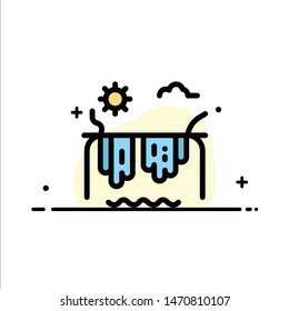 Mountains, River, Sun,  Business Flat Line Filled Icon Vector Banner Template. Vector Icon Template background