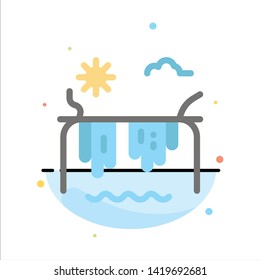 Mountains, River, Sun, Canada Abstract Flat Color Icon Template
