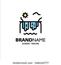 Mountains, River, Sun, Canada Business Logo Template. Flat Color. Vector Icon Template background