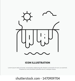 Mountains, River, Sun, Canada Line Icon Vector. Vector Icon Template background